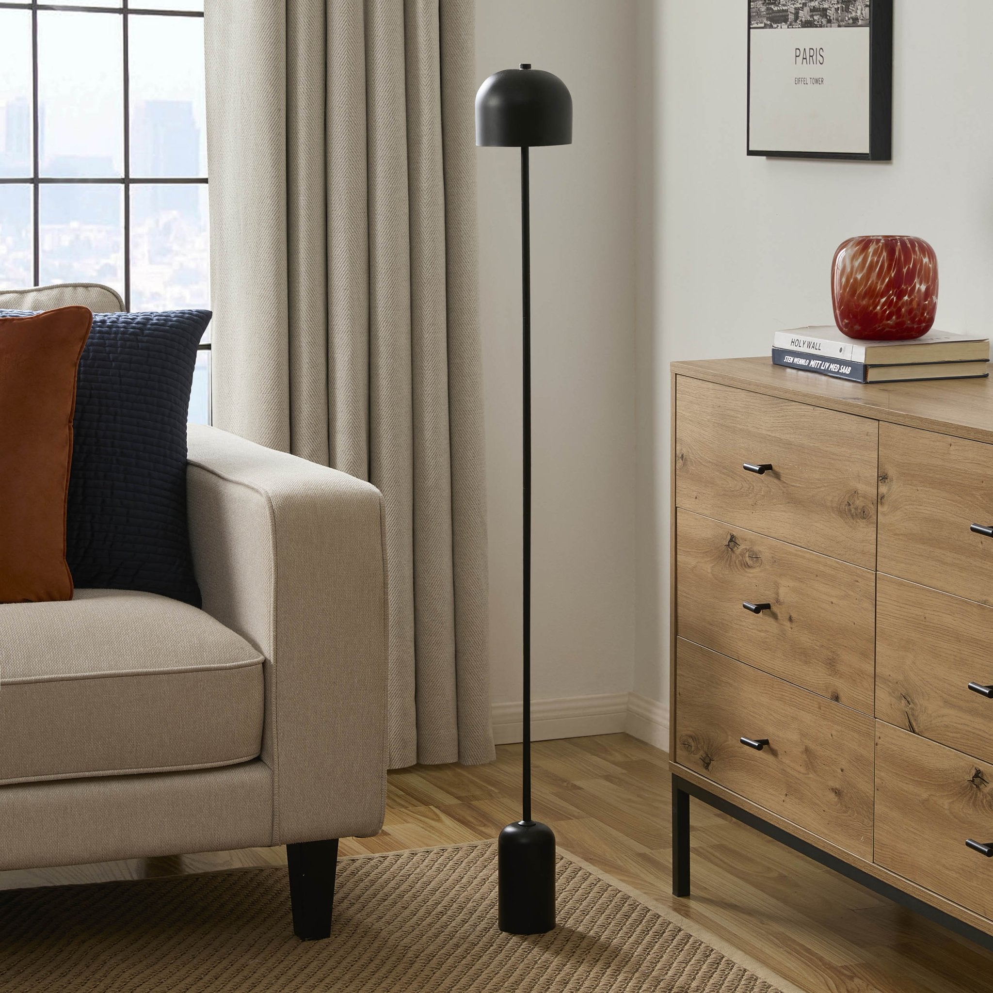 Rechargeable Waterproof Black LED Floor Light for Indoor and Outdoor Use, Portable USB Lamp