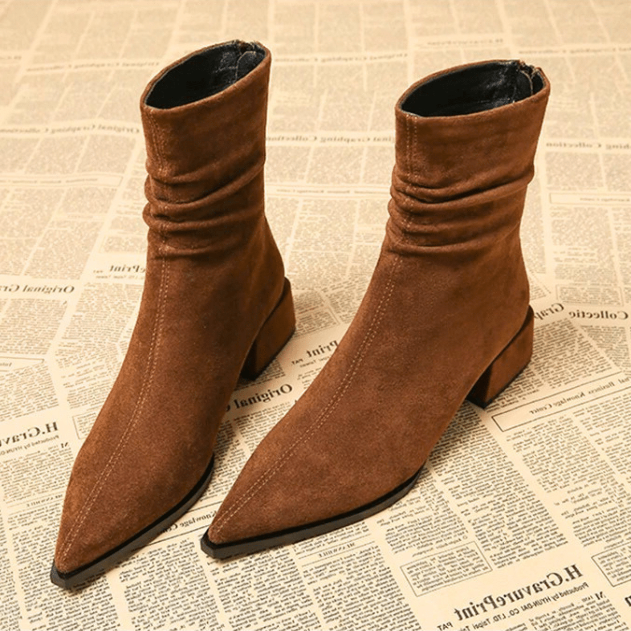 Women's Suede Ankle Boots Luxury Pointed Toe Everyday Formal Style