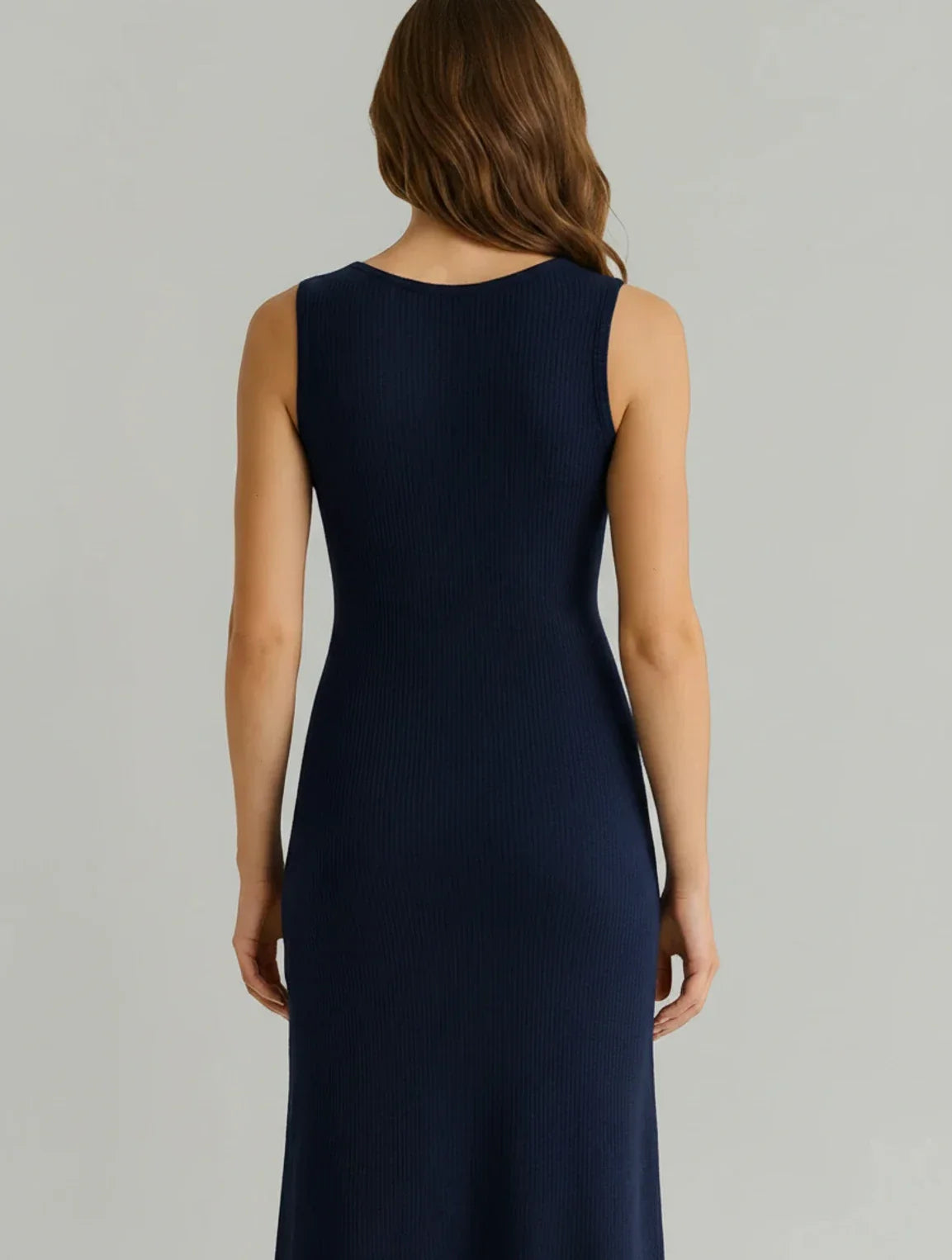 Women's A-line midi dress with a button front