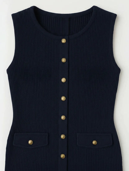 Women's A-line midi dress with a button front