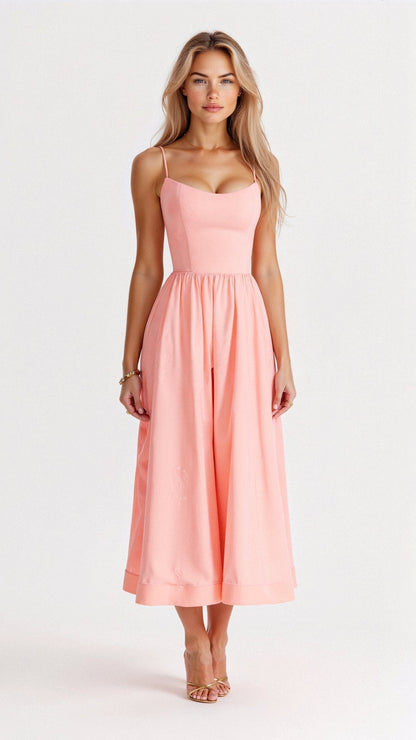 Ascot Style A-Line Midi Dress for Special Occasions