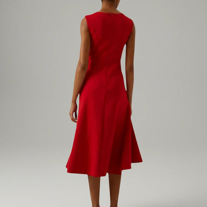 Women's A-line midi dress with ruffle detail
