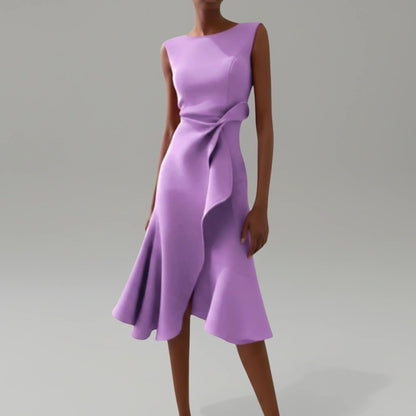 Women's A-line midi dress with ruffle detail