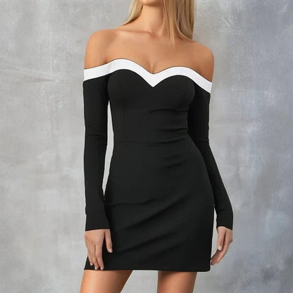 Black Celeste Moonstone bodycon mini dress, featuring a sleek fit and stylish design.