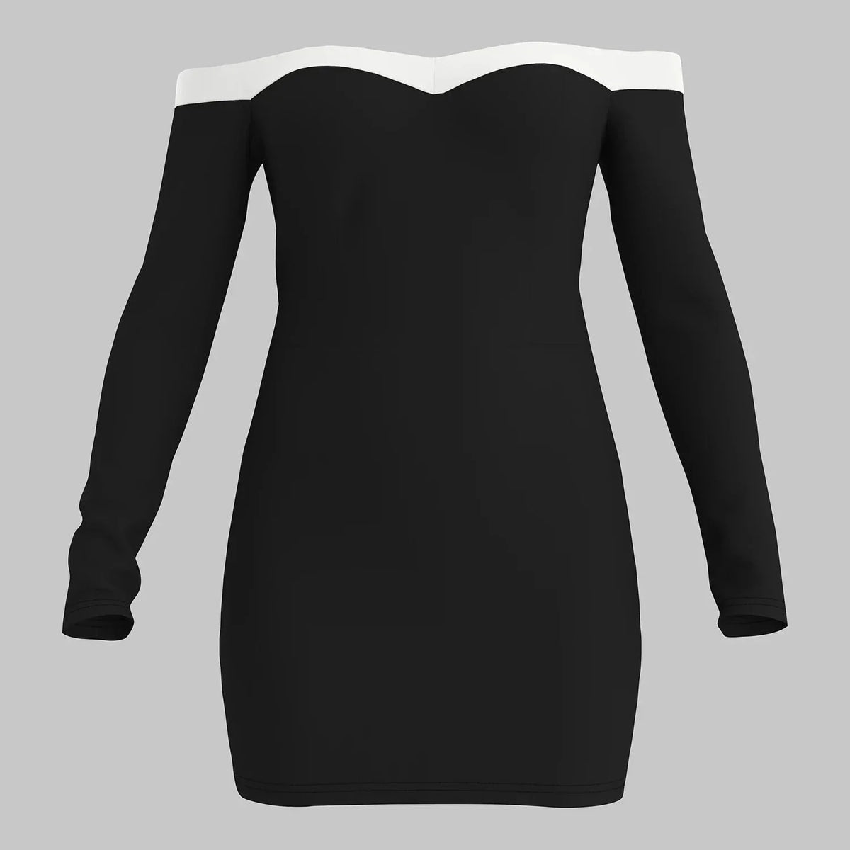 Black Celeste Moonstone bodycon mini dress, form-fitting design with elegant detailing on a model.