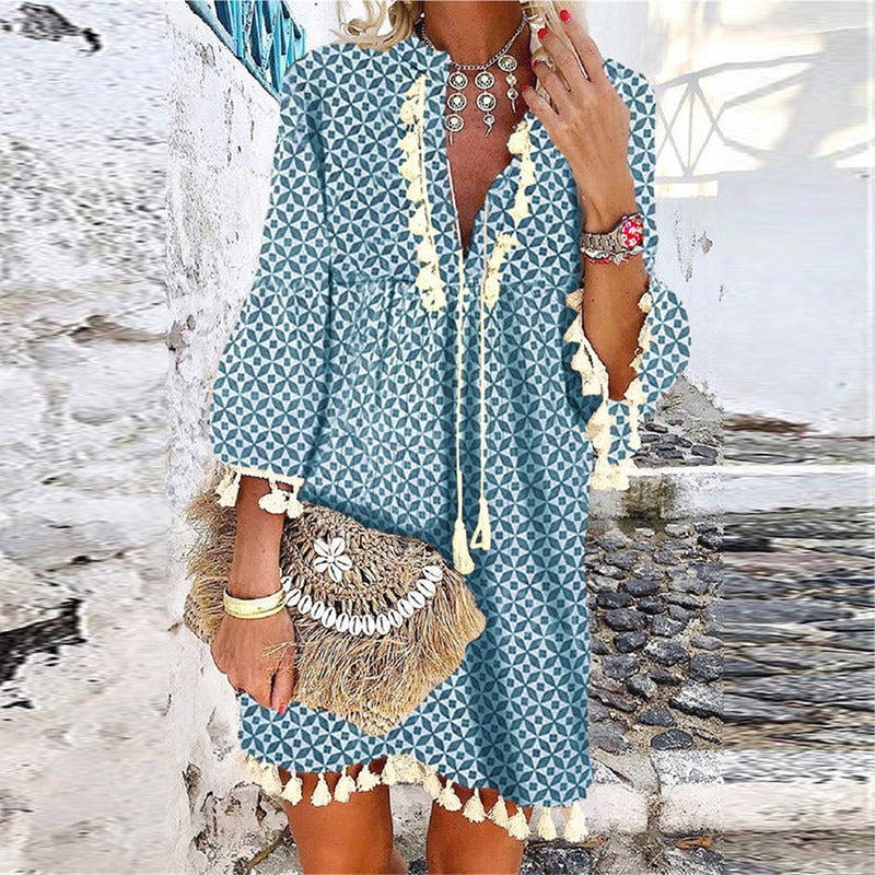 Women's mini dress with a V-neckline