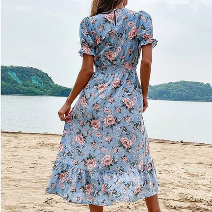 Astra Floral Print Midi Dress, a stylish mini dress with vibrant floral pattern, perfect for casual or semi-formal wear.