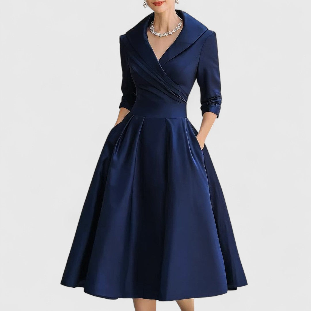 Women's midi dress with a V-neckline
