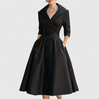 Women's midi dress with a V-neckline