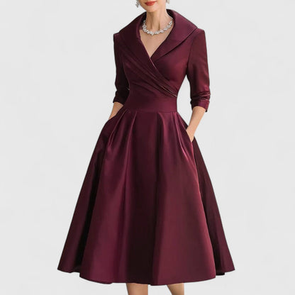 Women's midi dress with a V-neckline