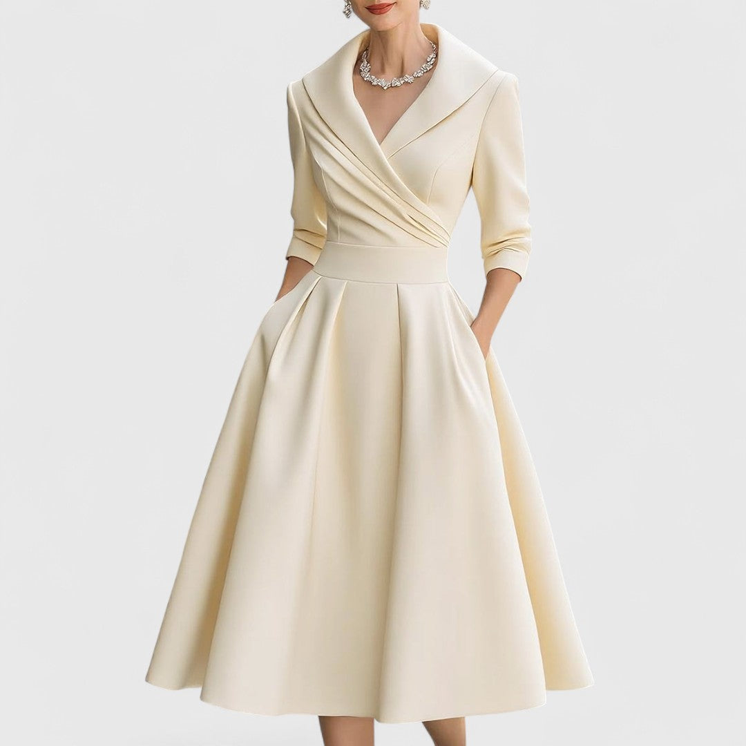Women's midi dress with a V-neckline