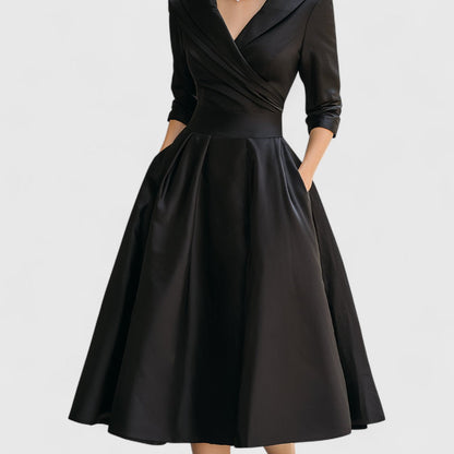 Women's midi dress with a V-neckline