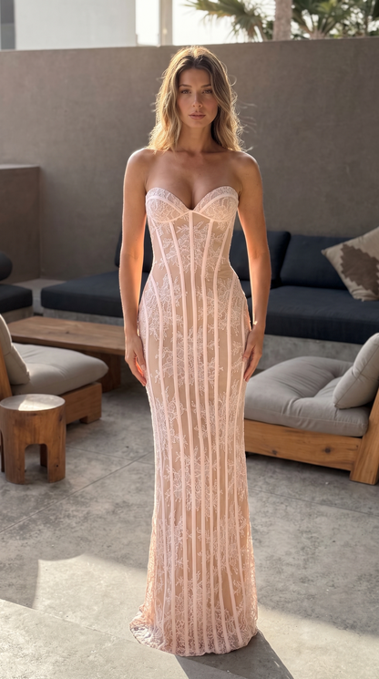 Maxi strapless column dress