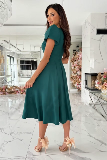 Women's midi dress with a V-neckline