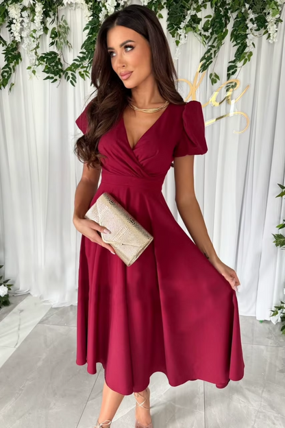 Women's midi dress with a V-neckline