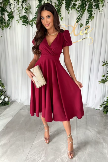 Women's midi dress with a V-neckline