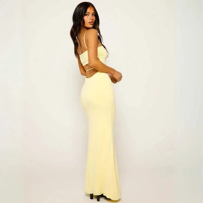 Women's column dress with spaghetti straps