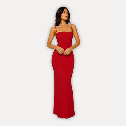 Women's column dress with spaghetti straps