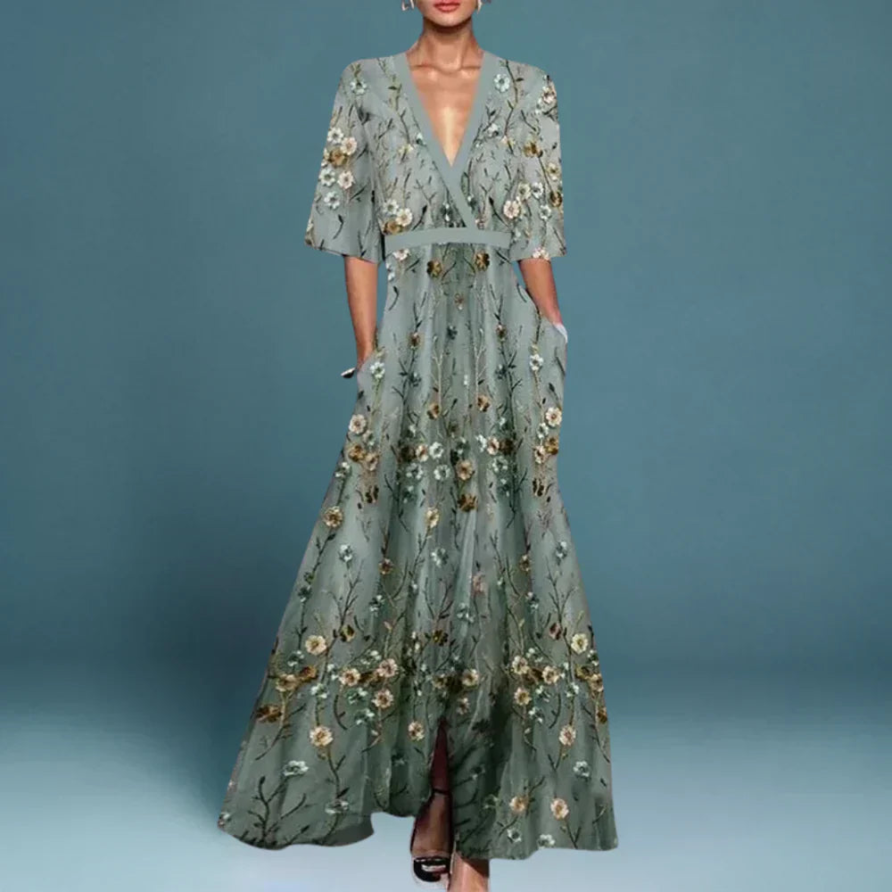 Elegant Floral Maxi Dress - Womens Summer Dresses for Parties and Casual Wear 0
