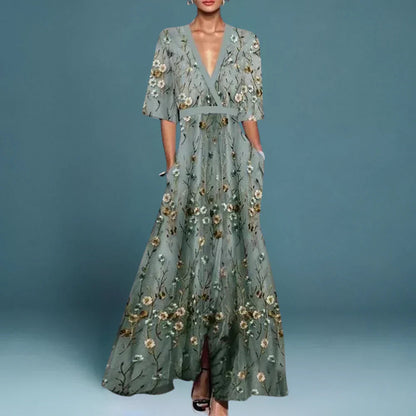 Elegant Floral Maxi Dress - Womens Summer Dresses for Parties and Casual Wear 0