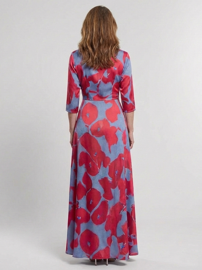 Maxi floral dress with a V-neckline