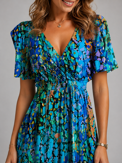 Women's midi dress with a V-neckline