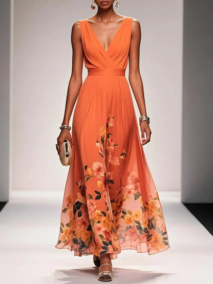 Women's dress with a V-neckline