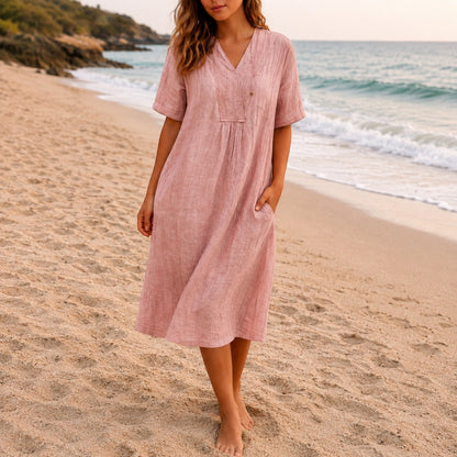 Midi dress with a V-neckline