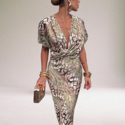 Twisted V-Neck Maxi Dress for Special Events