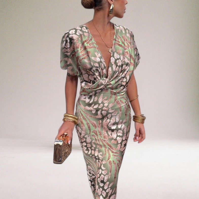 Twisted V-Neck Maxi Dress for Special Events