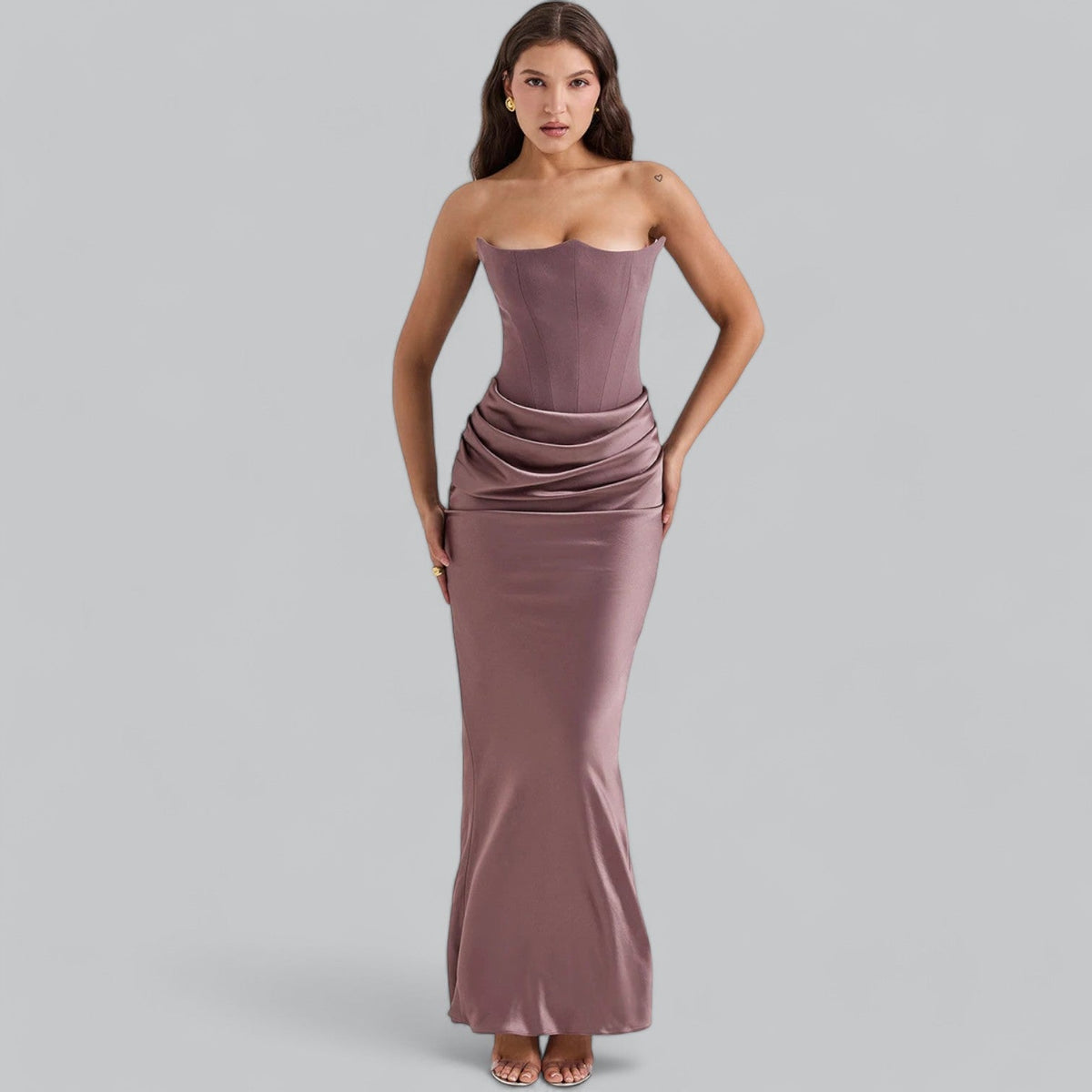 Velvet Strapless Corset Maxi Dress for Special Occasions