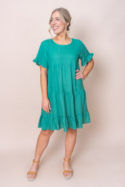Tiered knee-length dress with pockets