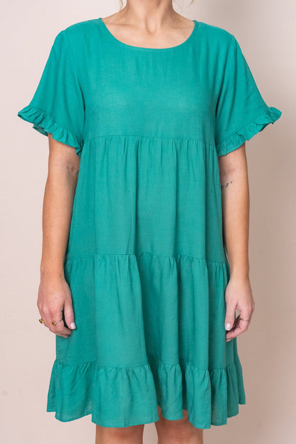Tiered knee-length dress with pockets