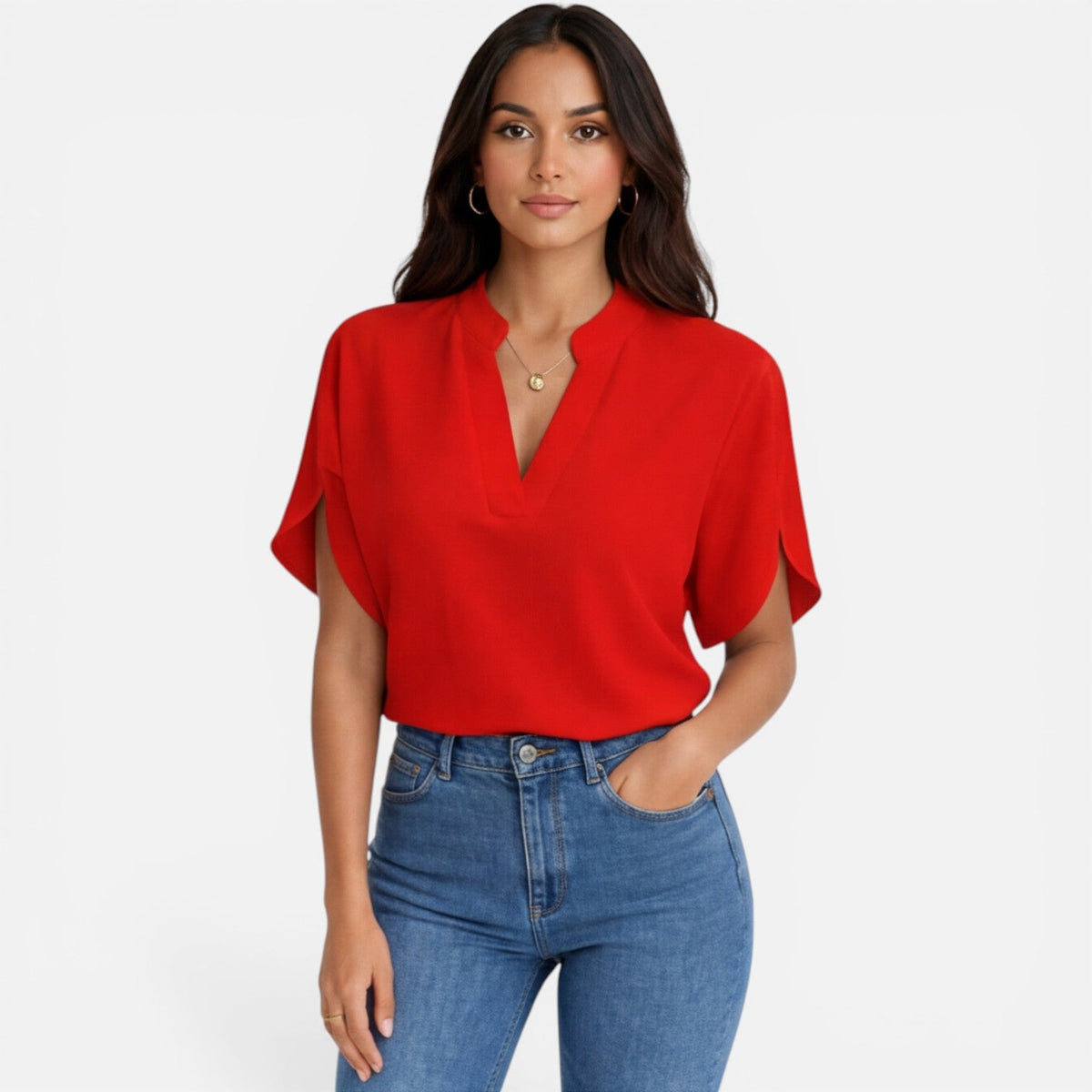 Women's blouse with a V-neckline