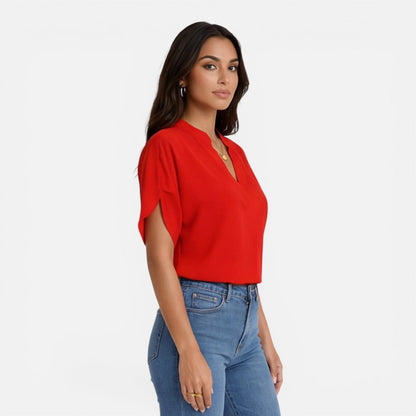 Women's blouse with a V-neckline