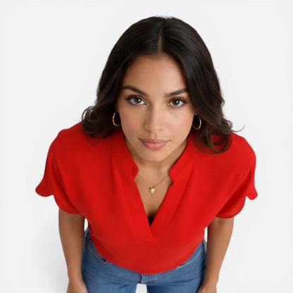 Women's blouse with a V-neckline