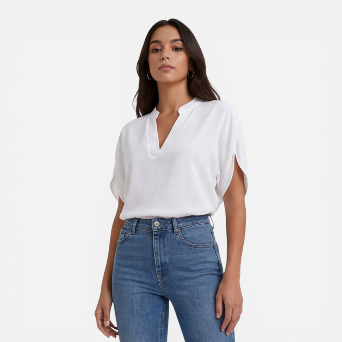 Women's blouse with a V-neckline