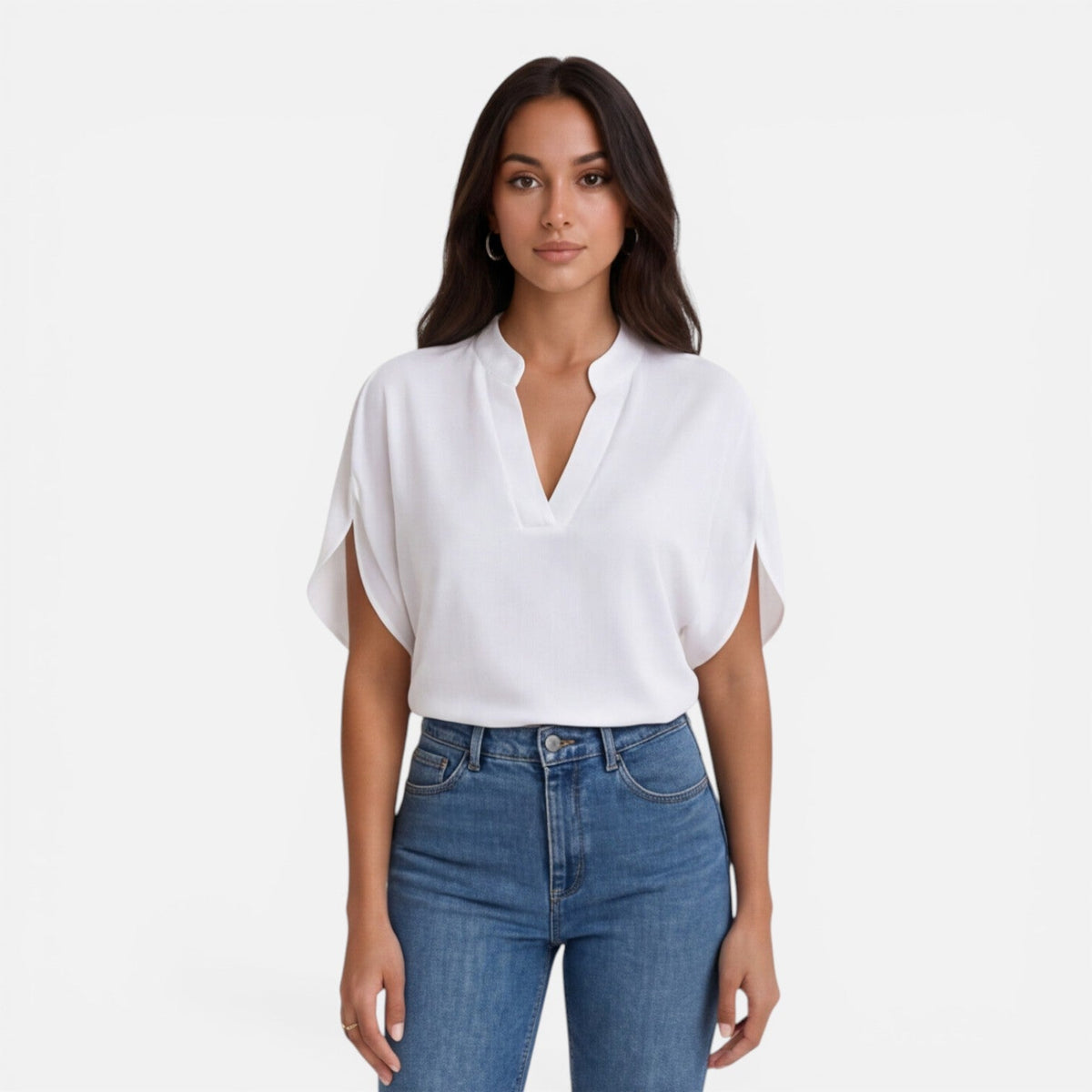 Women's blouse with a V-neckline