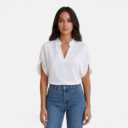 Women's blouse with a V-neckline