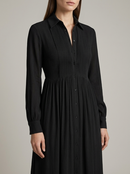 Women's maxi long-sleeve dress with a button front