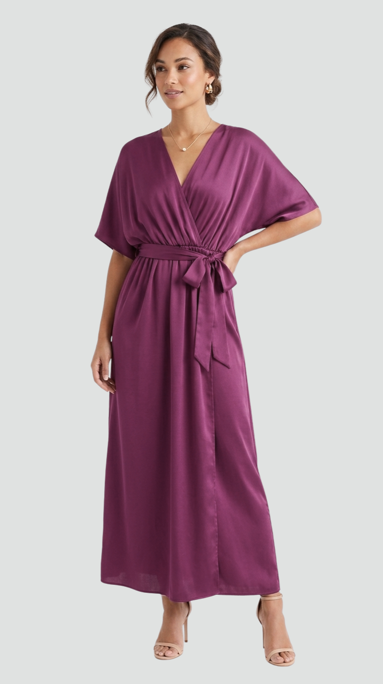 Women's wrap midi dress with a V-neckline