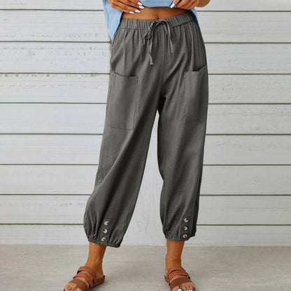 White Victoria lightweight wide-leg trousers, tailored pants with a comfortable fit and elegant style.