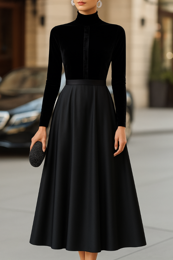 Midi long-sleeve dress
