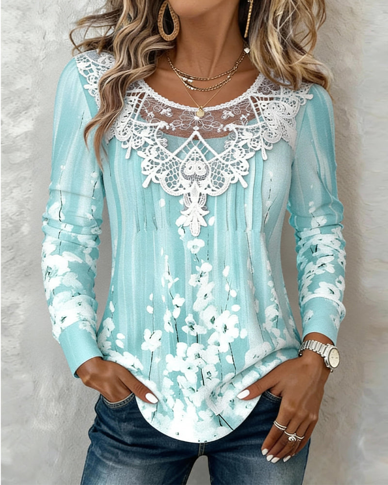 Women's long-sleeve floral blouse