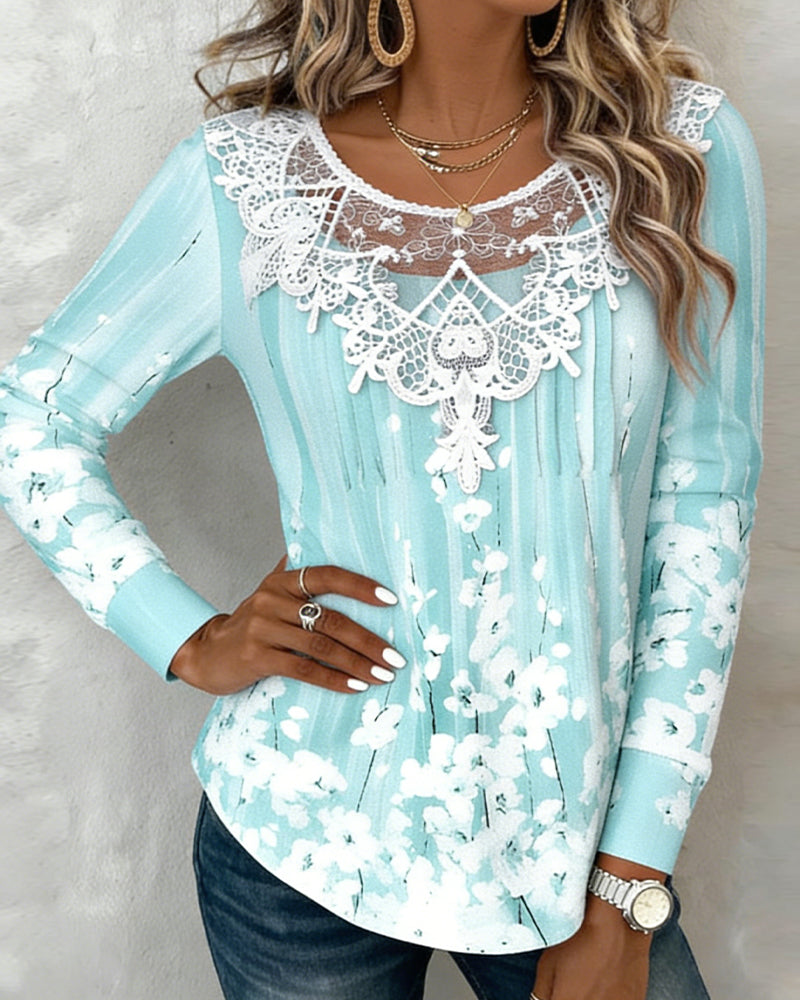 Women's long-sleeve floral blouse
