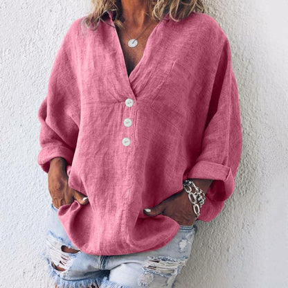 Women's long-sleeve blouse with a V-neckline