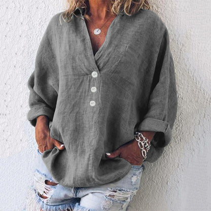 Women's long-sleeve blouse with a V-neckline