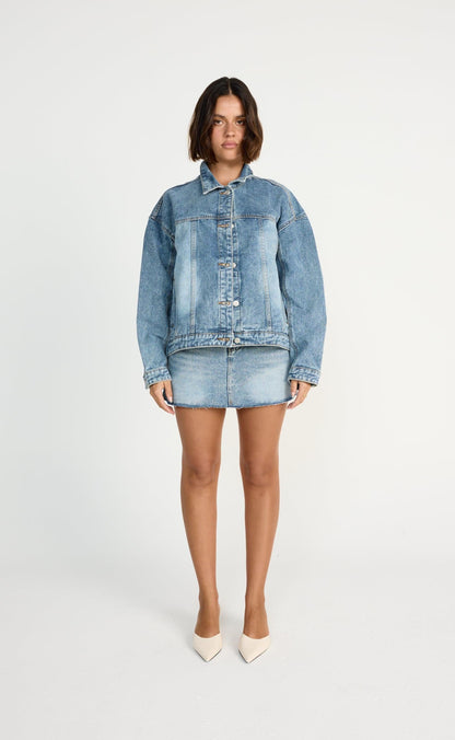 Dorian Denim Skort Mid Faded - Charcoal Clothing