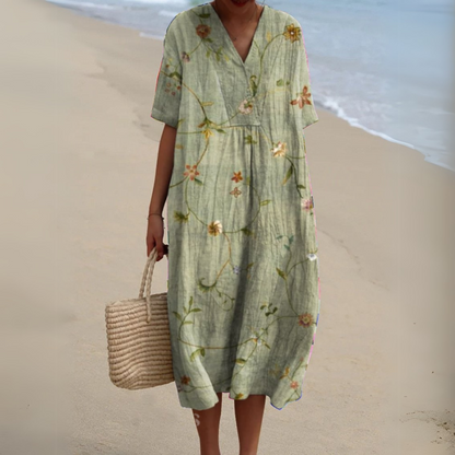 Women's midi dress with a V-neckline
