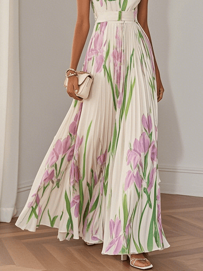 Women's maxi sleeveless dress with a square neckline